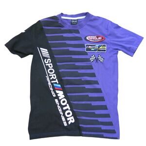 KRISP NYC Racing Shirt Size S Men Sport Motor Racing Engines Purple Streetwear